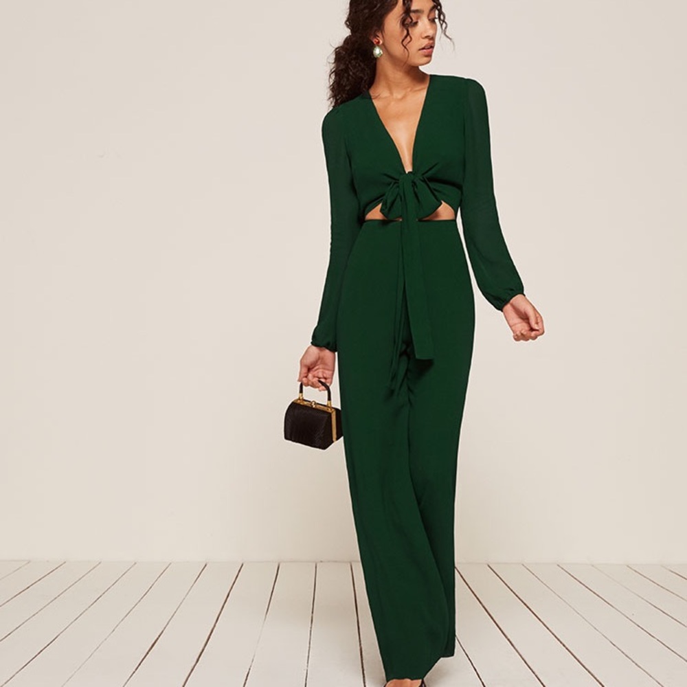 Reformation Primrose Jumpsuit Emerald Size 2